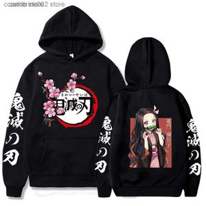 남자의 후드 땀 촬영 셔츠 남자 후드 땀 촬영 셔츠 뜨거운 악마 슬레이어 kimetsu no yaiba hoodie 힙합 애니메이션 풀오버 탑 느슨한 긴 소매