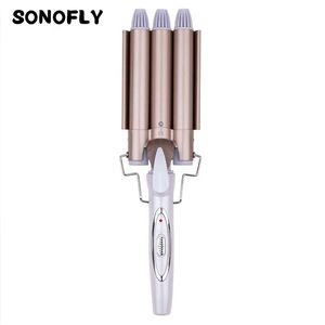 Curling Irons SONOFLY 22mm Triple Barrel Hair Curler Egg Roll Wavy Hairstyle Profession Hairdressing Tool Women Electric Curling Iron JF-270 231030