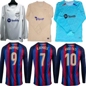 Long sleeve 2023 2024 LEWANDOWSKI soccer jerseys 23 24 ANSU FATI BARCELONAS PEDRI GAVI FERRAN RAPHINHA F. DE JONG DEST DEMBELE Camisetas football shirt men kit