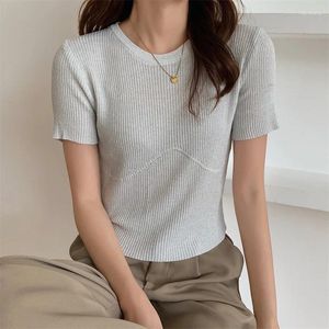 Women's T Shirts Tshirts Female Superior Quality Spring/summer Knit Short Sleeve O Neck Solid Color Fashion Ladies Tops Drop XBH5279