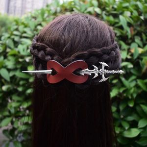 Hair Clips Women Simple Red 8-Shape PU Leather Skull Snake Stick Girl Decoration