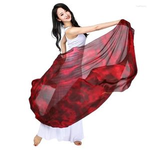 Bühnenkleidung Schwarz Rot Batik Damen Bauchtanzschleier aus Seide 98 44 Zoll Tänzerschal Schleier Bollywood Girl Accessoire