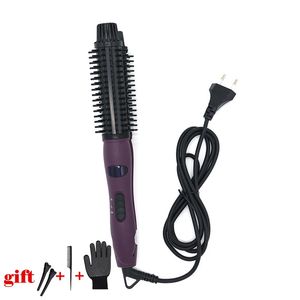 Ferro arricciacapelli 4 in 1 Styler in ceramica Spazzola per bigodini Dritto e arricciacapelli Ferro arricciacapelli permanente Pettine per capelli Fiore di pera forma di spazzola rotonda elettrica 231030