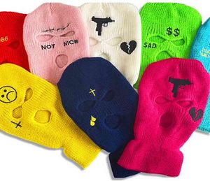 Custom Text Embroidered Winter Women Beanie Hat Balaclava Cycling Ski Mask Men Personalized Your Name Drop234s2779406