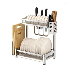 Kitchen Storage Stainless Steel Cutting Board Rack Countertop Dish Organizer Tableware Finishing Drain Accessories