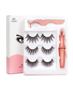 3 par magnetiska ögonfransar False Lashesliquid EyelinertWeezer Eye Makeup Set 3D Magnet False Eyelashes Natural Reusable No G6570211