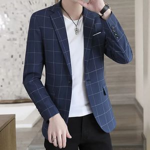 Ternos masculinos blazers moda masculina casual negócios xadrez fino ajuste formal vestido blazers jaqueta terno casaco 231030
