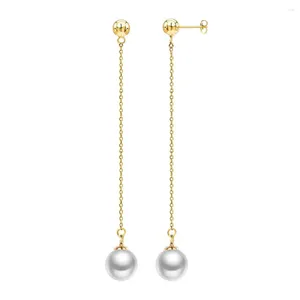 Boucles d'oreilles pendantes MinaMaMa en acier inoxydable, perles Fuax, longue chaîne pour femmes, pompon, bijoux de mariée de mariage