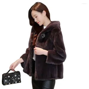 Women's Fur S-9XL Fashion Winter Clothing Plus Size Casual Hooded Faux Mink Coat