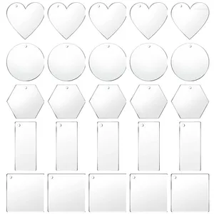 Charms 10st Acrylic Blank Round Heart Square Rektangulärt transparent korthänge för smycken som gör DIY Keychain Craft