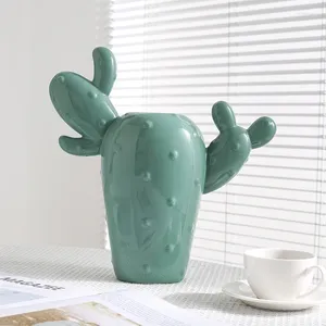 Vasos Verde Cactus Cerâmica Vaso Desktop Decoração Arranjo de Flores Minimalismo Porcelana Flores Potes Modern Home Decor