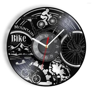 Wall Clocks Mountain Bike Record Clock Biking Black Retro Art Home Decor Silent Watch Adventure Bicycle Gift