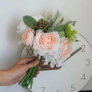 Dekorative Blumen Künstlicher Lu Lotus Hortensienstrauß Seidenblume Heimdekoration Pfingstrose Rose Gefälschte Hochzeit Brautparty Blumen