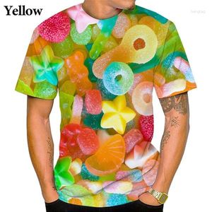 Men's T Shirts 2023 Summer Fashion Candy 3D Printed Men Women T-Shirt Funny Fudge Short Sleeve Top