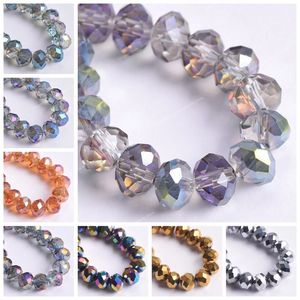 Vergoldete bunte Rondelle aus facettiertem Kristallglas, 3 mm, 4 mm, 6 mm, 8 mm, 10 mm, 12 mm, 14 mm, 16 mm, 18 mm, lose Distanzperlen für die Schmuckherstellung, Modeschmuck