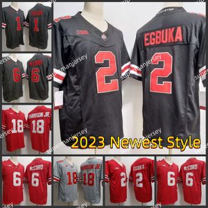 NCAA OSU 오하이오 주 벅 아이 대학 축구 저지 NCAA Marvin Harrison Jr. Emeka Egbuka Kyle McCord Justin Fields Treveyon Women Men Youth 2023 최신 스타일