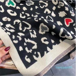 Sciarpa invernale di marca di design da donna caldo scialle di cashmere avvolge una spessa coperta di pashmina sciarpe foulard femminili con stampa leopardata