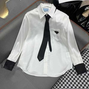 Women's Blouses & Shirts Designer 2023 New Acetic Acid Shirt Tie Academy Style Shirt Long Sleeve 3WP3