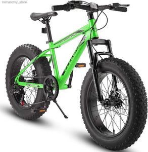 Bikes 26/20 Inch Fat Tire Bike Speed Mountain Bike Dual Disc Brake Urban City Bicycle Full Shimano 21 7 Steel Adult Youth 28 25KG B158 Q231030