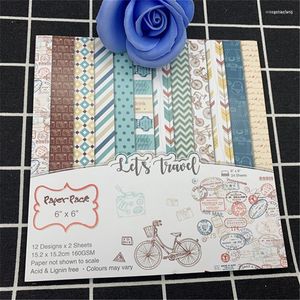 Envoltório de presente 24 páginas 6 listrado tecido cortina estilo série artesanal corte de papel diy scrapbook criativo