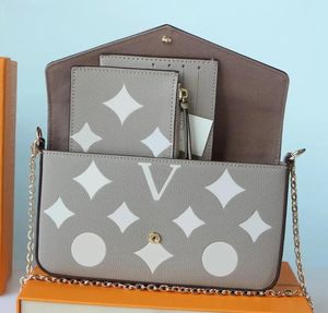 3pcs/set pochette felicie kadın omuz çantası m61276 debriyaj cüzdanı lüks tasarımcı crossbody el çantası çıkarılabilir zincir para çantası