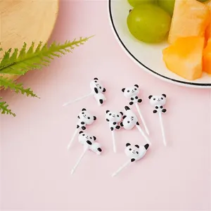 Forks Mini Cute Panda Cartoon Fruit Stick Grade Plastic Fork Toothpick Lunch Salad Kid Snack Dessert Decoration