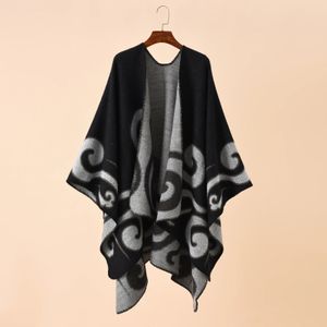 Shawls Ethnic Bohemian Geometric Shape Plus Size Cashmere Split Shawl Cloak Designer Scarf Women Luxury 231027