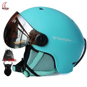 Skidhjälmar Moon Integrally Molded Pceps Skiing Hjälm Högkvalitativ skidhjälm Sportskateboard Ski Snowboard Helmets med glasögon Kvinnor 231030