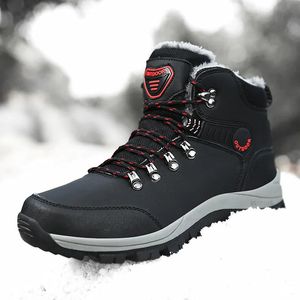 Buty zimowe buty turystyczne Wodoodporne kostki śniegowe buty Mężczyzniki na zewnątrz nie-poślizgowe pluszowe, ciepłe skórzane buty męskie buty 231030