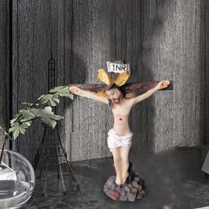 装飾的なオブジェクトの図形のイエス像の置物像彫像飾り彫刻クリスチャンミニチュアホームオフィスのテーブルトップ装飾ホリデーギフト231030