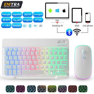 Combos de teclado e mouse para tablet, android, windows, sem fio, bluetooth, compatível com arco-íris, retroiluminado, ipad, telefone 231030