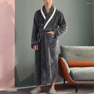 Homens sleepwear outono inverno homens banho robe grosso quente flanela longo roupão confortável roupões quimono homewear roupão