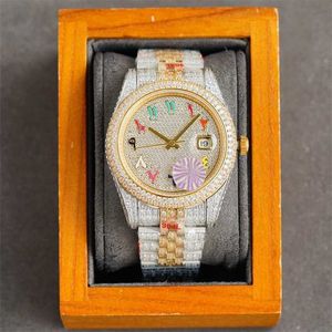 Ap Diamond Watch Мужские часы с радужным циферблатом Автоматические механические наручные часы 41 мм С сапфировым стеклом Водонепроницаемый дизайн с бриллиантовым ремешком Montre De Luxe 6M9H