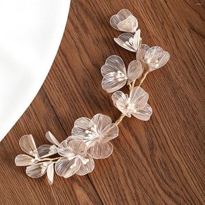 Fermagli per capelli Fascia per capelli da sposa Fasce per capelli con fiori in metallo color oro Fasce per petali floreali per accessori da sposa Gioielli di lusso per damigelle d'onore