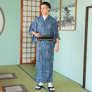 Ethnic Clothing Japanese Kimono With Belt Men's Traditional Formal Dress Gentleman Samurai Yukata Four Seasons Can Wear Youth