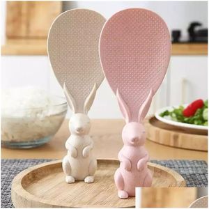 Cucchiai Cucchiaio di riso in plastica Può stare in piedi Coniglio Pala Scooper Fornello Mestolo Sil Set Cucina Consegna a goccia Giardino domestico Sala da pranzo Bar Posate Dhgpi