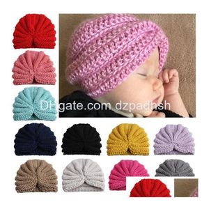 Hair Accessories Ins Baby Girls Boy Wool Hollowed Caps Kids Knitting Cloghet Hat Infant Toddler Boutique Indian Turban Spring Autumn Dhjnn