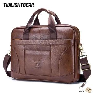 Briefcases Cowhide Men's Briefcases Cow Leather Business Handbag Large Capacity Leather Shoulder Bags Gift Leisure Laptop Bag TS048 231030