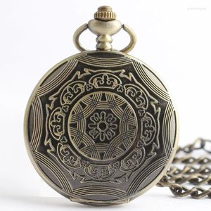 Zegarki kieszonkowe 10pc/partia steampunk brązowy kwiat zegarek mechaniczny vintage szkieletowy rzymski tarcza męskie prezent z łańcuchem