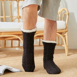 Meias masculinas inverno térmico quente casa macio masculino algodão engrossado mais veludo dormir anti skid aperto curto piso chinelo meia 231027