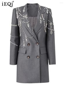 Vestidos casuais retalhos diamante elegante midi blazers para mulheres manga longa duplo breasted designer jaquetas casaco 2023 outono 3wq7998