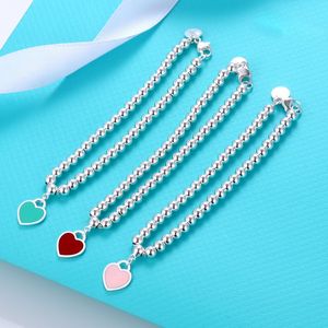 Love Heart Bracelet Jewlery Designer para homens homens Breaded Luxury Bracelets S925 Silver com corações vermelhos verdes azuis Whosale Party Girls Gifts Gifts