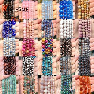 4mm-10mm Natural Stone Beads Howlite Tiger Eye DZI Agates Aquamarines Jades Round Beads for Jewelry Making Diy Bracelet Necklace Fashion JewelryBeads natural