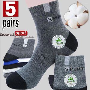 Herrstrumpor 5pairs bambufiber Autumn Winter Men Hateble Cotton Sports Sock Deodorant Business Plus Size 38-47