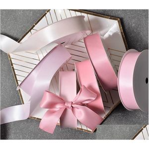 Present Wrap Gift Wrap Double Faced Satin Polyester Ribbon -100 meter för wrap hårtillbehör Blommaförpackning Bow Making Home Decoration Dhwnu