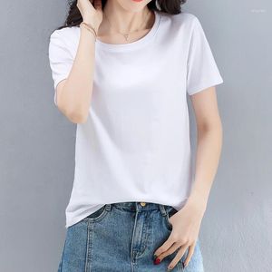 Women's T Shirts Tee Shirt Solid Color Basic Women Casual Plain Short Sleeve O-neck Harajuku Summer Top Korean Black White Tshirt M-XXL