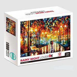 Intelligence toys 70 50cm Adult Puzzle 1000 Pieces Paper Jigsaw Puzzles Rainy Night Lover Famous Painting Series Learning Education Craft Toys 231030