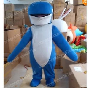 Costume da mascotte balena blu ad alte prestazioni di alta qualità, Natale, Halloween, vestito da festa, personaggio dei cartoni animati, vestito da carnevale, vestito unisex