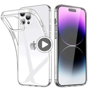 Capa de telefone transparente para iphone 13 14 pro max 12 mini 7 8 plus tpu macio ultra-fino capa traseira para iphone 11 pro x xr xs max 15