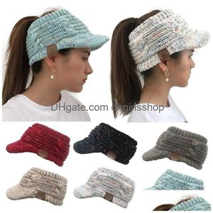 Stingy Brim Hats 6 Colors Knitted Hat With Brim Empty Top Duck Tongue Ponytail Womens Drop Delivery Fashion Accessories Hats, Scarves Dhw1U